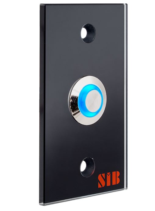 S�llyeszthet�, festett �vegpajzsos nyom�gomb, k�k LED gy�r�vel, OP08L